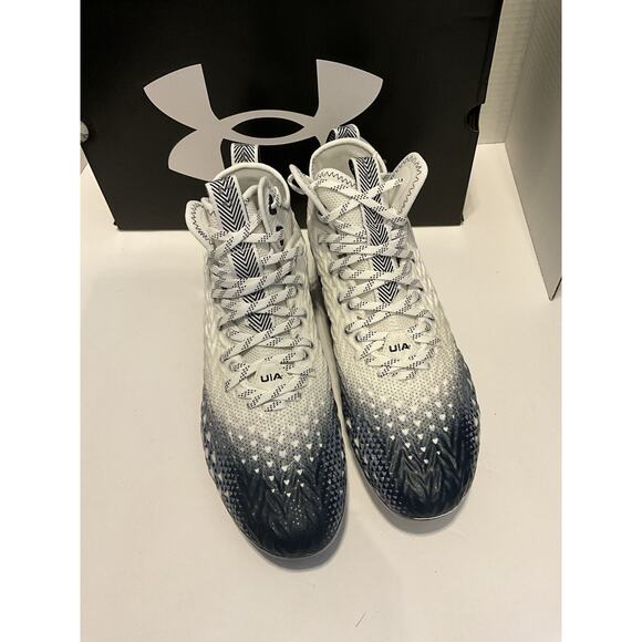 Under Armour Spotlight Clone 3.0 MC Football Cleats White Navy Sz 10.5 New main image 5